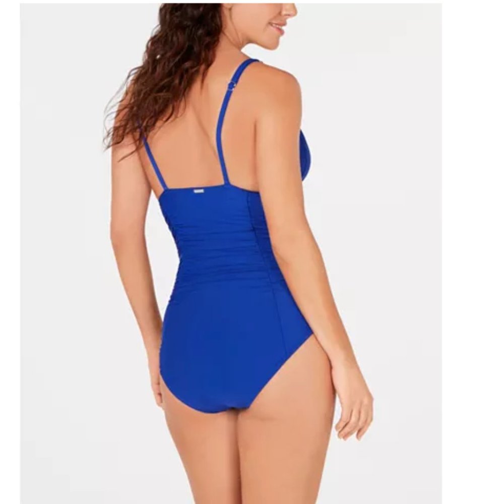 NWT Calvin Klein Liquid Shirred 1 piece Swimsuit 8 - Picture 2 of 4